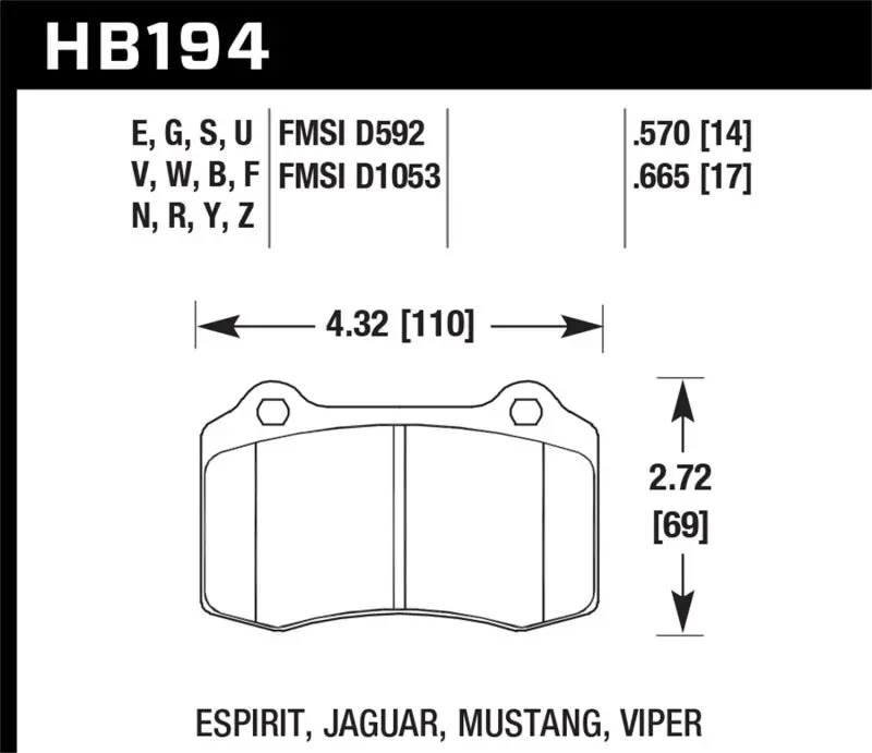 Hawk Blue 9012 Race Brake Pads For 1996 & 2000–2002 Dodge Viper Gts/Rt10 And 1992–2002 Viper Models 1