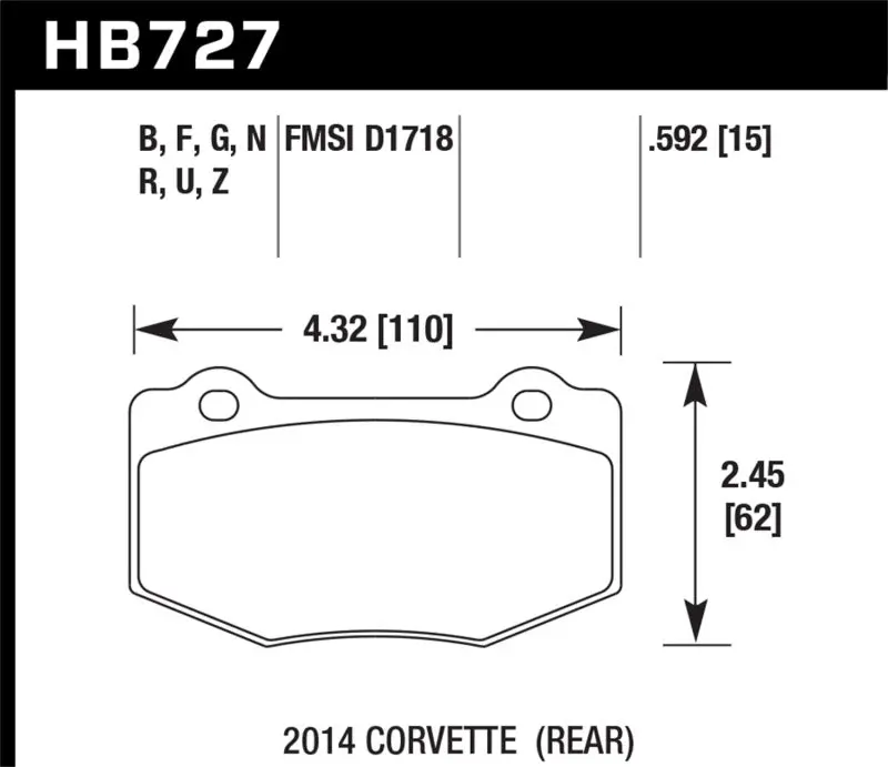 Hawk Performance Rear Brake Pads For 2014 Chevrolet Corvette Stingray 2