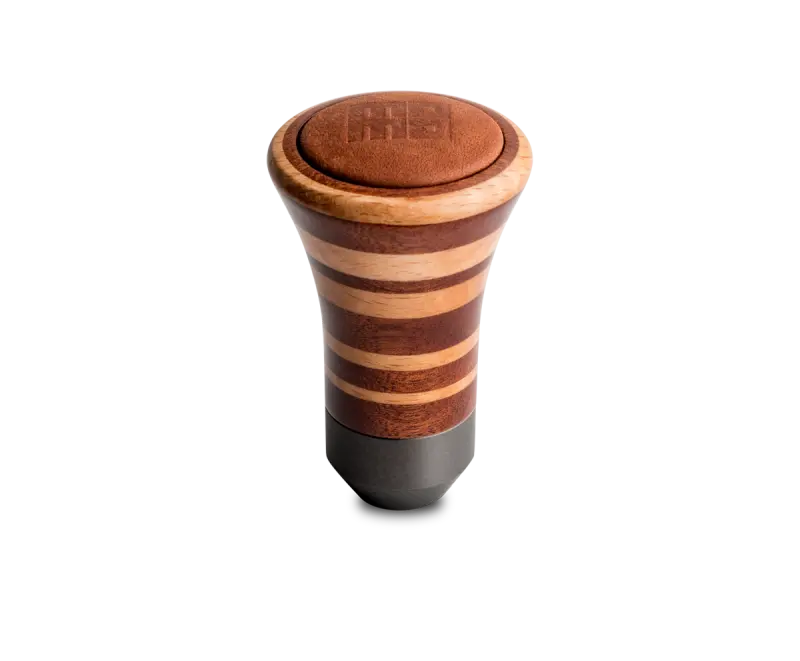 Momo Trofeo Heritage Tall Shift Knob – Mahogany & Beechwood Layers With Leather Top 1