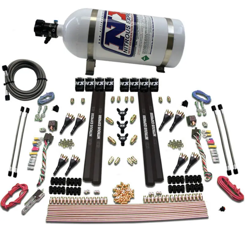 Nitrous Express Sx2 Dual Stage 8 Solenoid /Gasoline Nitrous Kit (200-1200Hp) W/10Lb Bottle 1