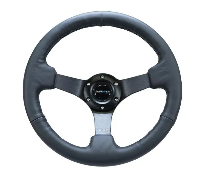 Nrg Sport Leather Racing Steering Wheel – 330Mm Diameter, 3-Inch Depth, Matte Black 4Mm Spokes 1