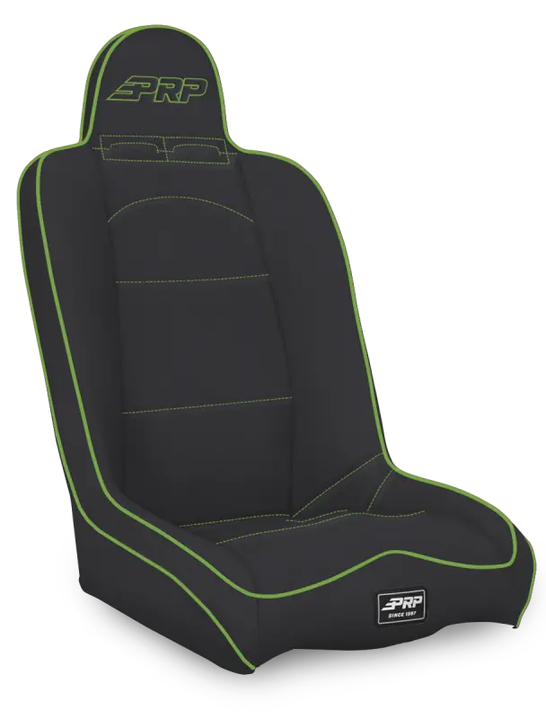 Prp High-Back Daily Driver Suspension Seat In Black And Green Vinyl 1