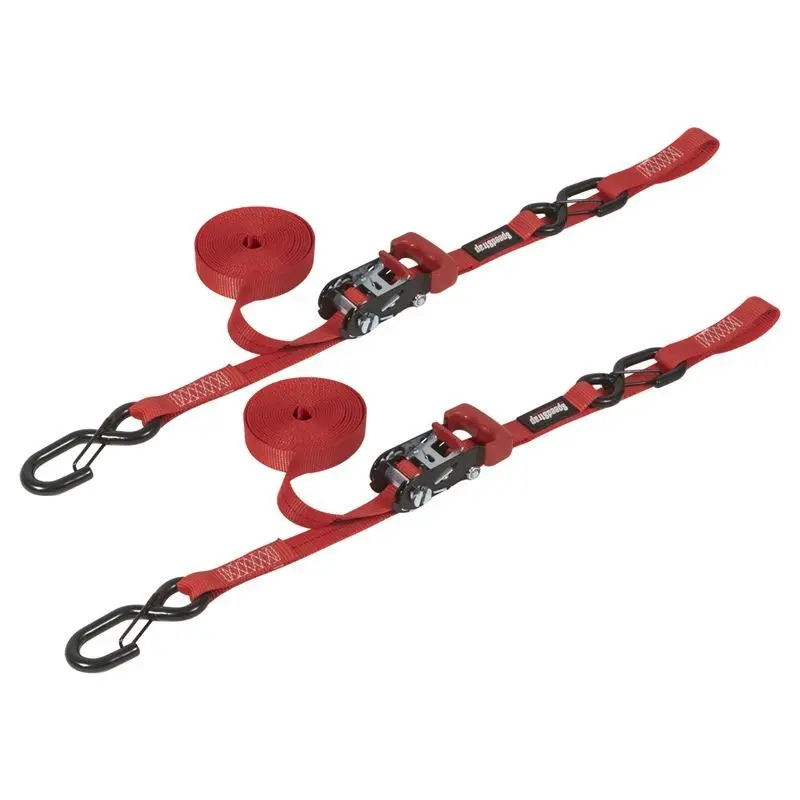 Speedstrap 1-Inch By 15-Foot Ratchet Tie-Downs With Soft Loop Ends And Snap Hooks (2-Pack, Red) 1