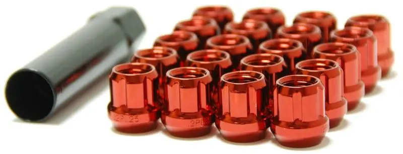 Wheel Mate Muteki Red Open-End Lug Nuts – 12Mm X 1.50 Thread Pitch, Chrome-Plated Steel 1