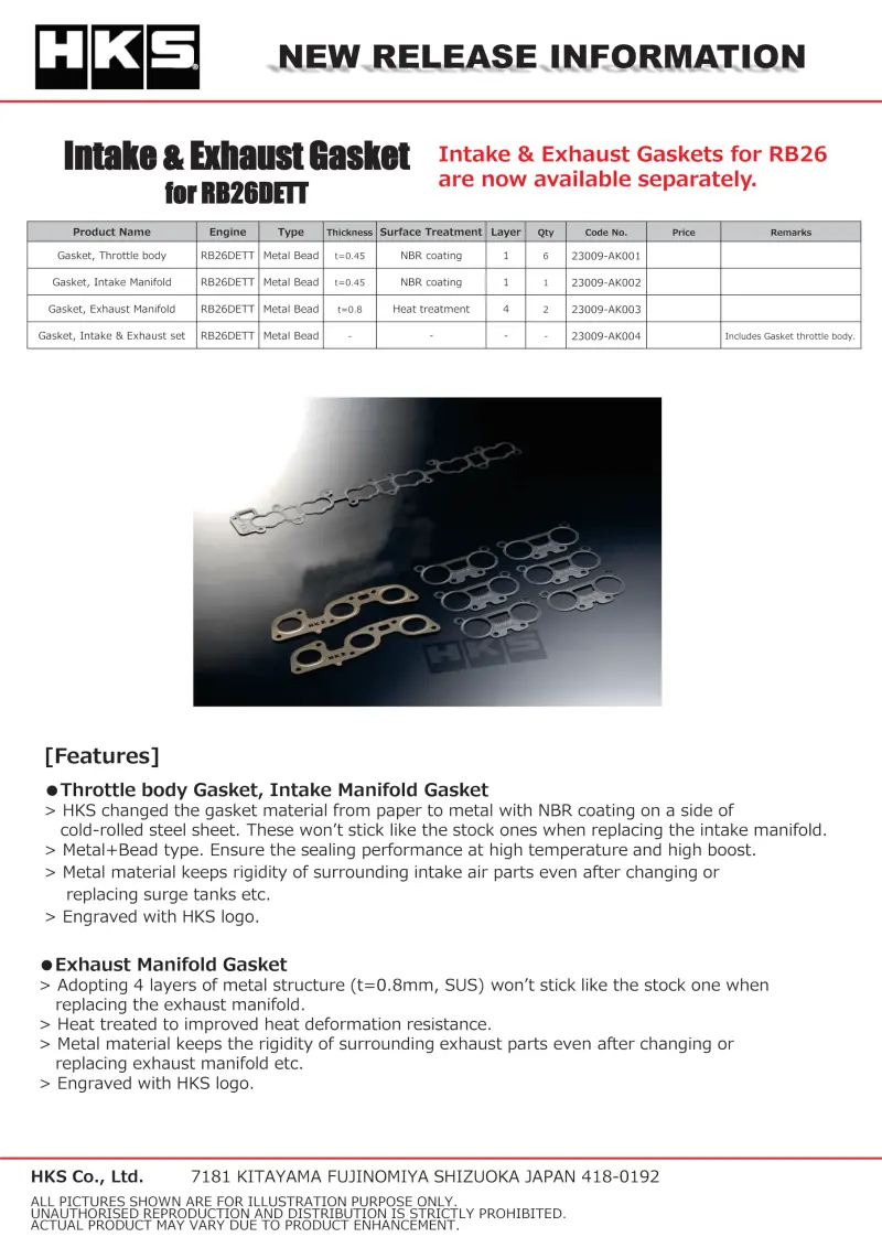 Hks Intake Manifold Gasket – Precision-Seal Replacement For High-Performance Applications 1